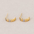 24K Gold Plated Micro Paved CZ Mini Heart Eternity C Hoop Earrings