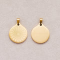 Gold PVD Stainless Steel Celestial Sun Rays Medallion Pendant Bohemian Charm