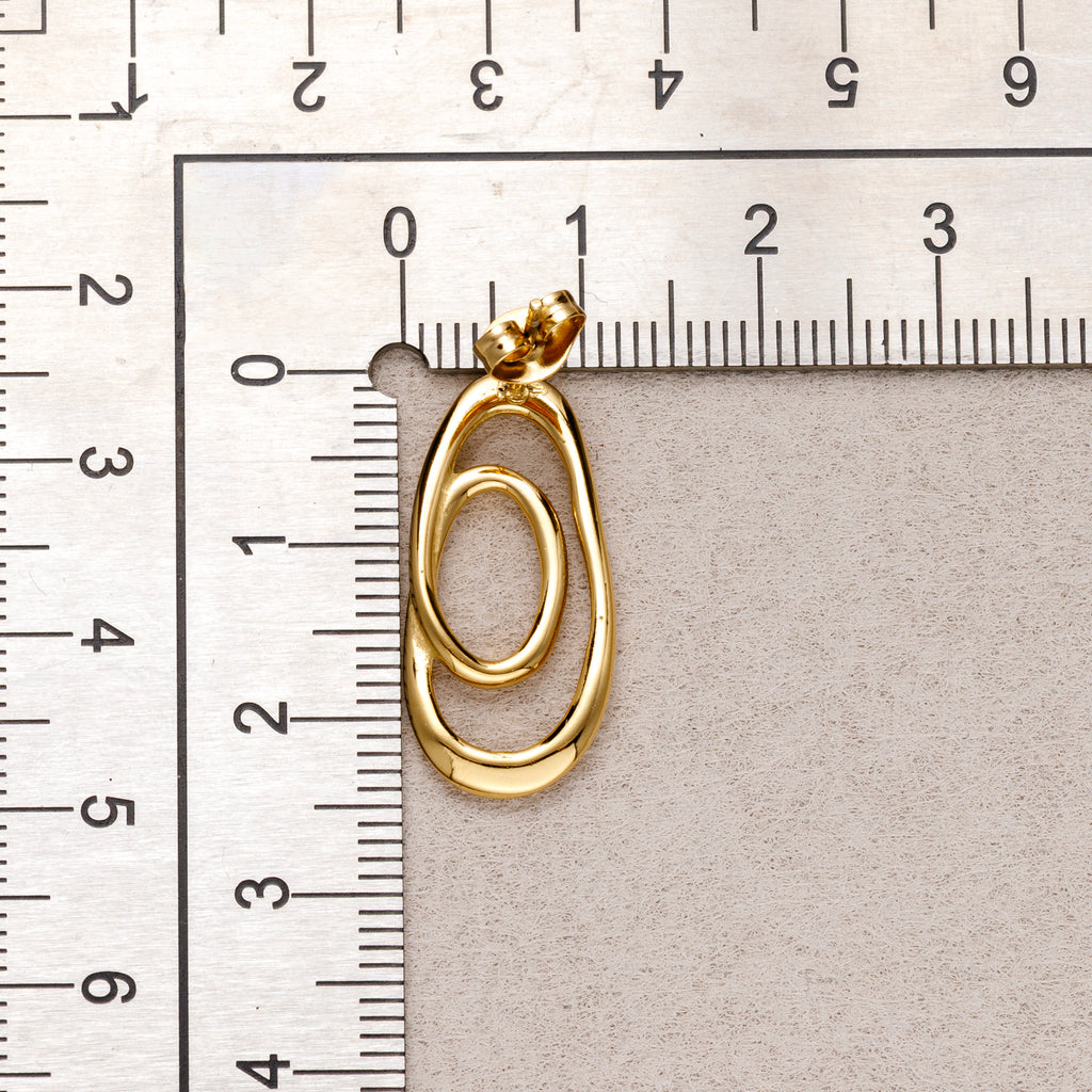 Launch Promo: 24K Gold PVD Stainless Steel Irregular Double Hoop Abstract Stud Earring in Gold & Silver