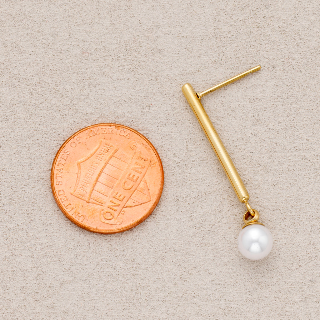 Launch Promo: 24K Gold PVD Stainless Steel Shell Pearl Long Tube Stud Earring
