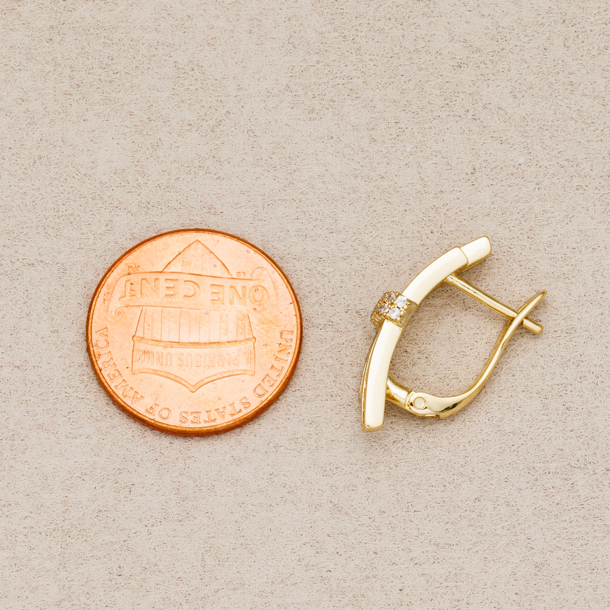 14K Gold Plated Baguette and Round CZ Double Bar Hoop Earrings