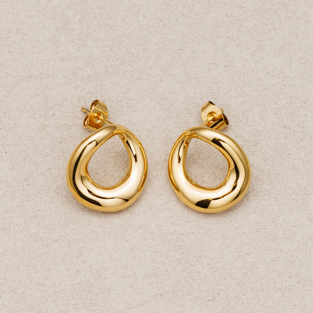 Launch Promo: 24K Gold PVD Stainless Steel Asymmetric Hoop Earring in Gold & Silver