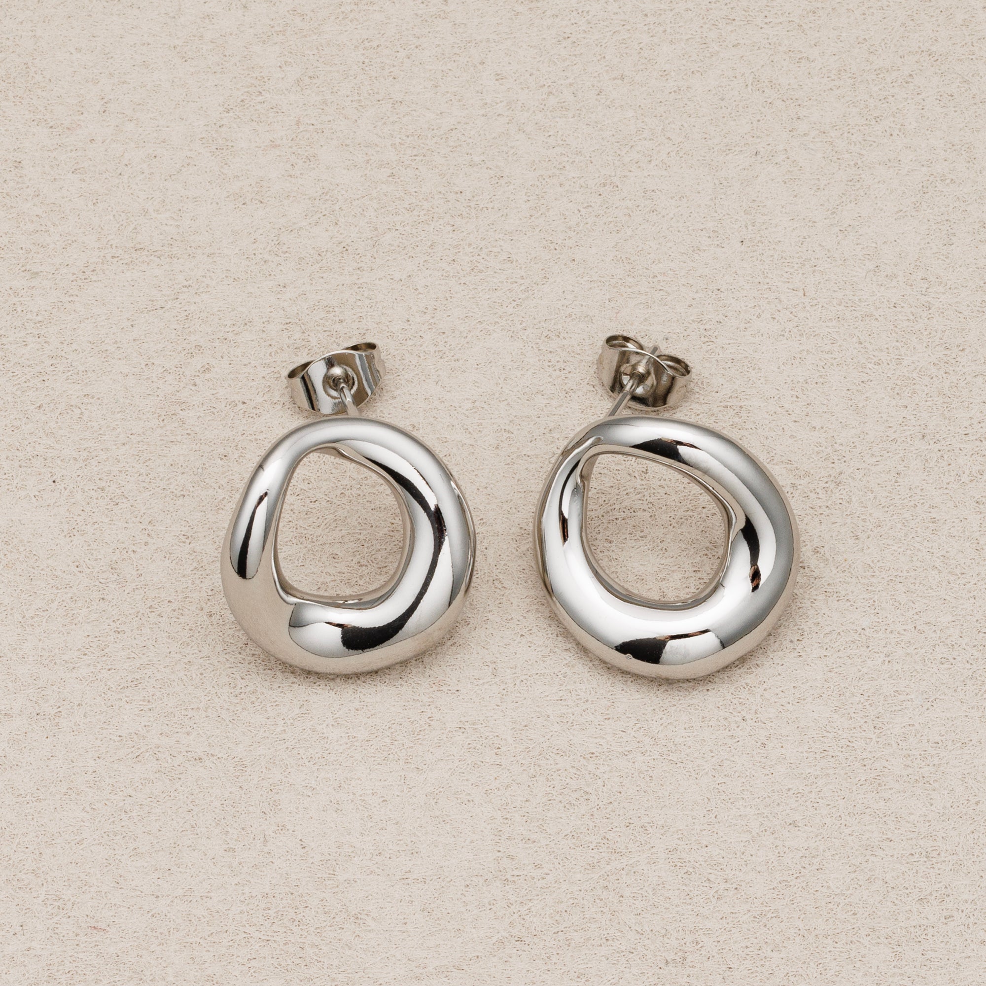 Launch Promo: 24K Gold PVD Stainless Steel Asymmetric Hoop Earring in Gold & Silver
