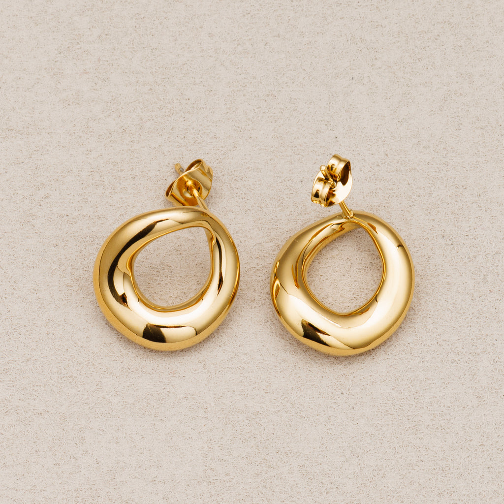 Launch Promo: 24K Gold PVD Stainless Steel Asymmetric Hoop Earring in Gold & Silver