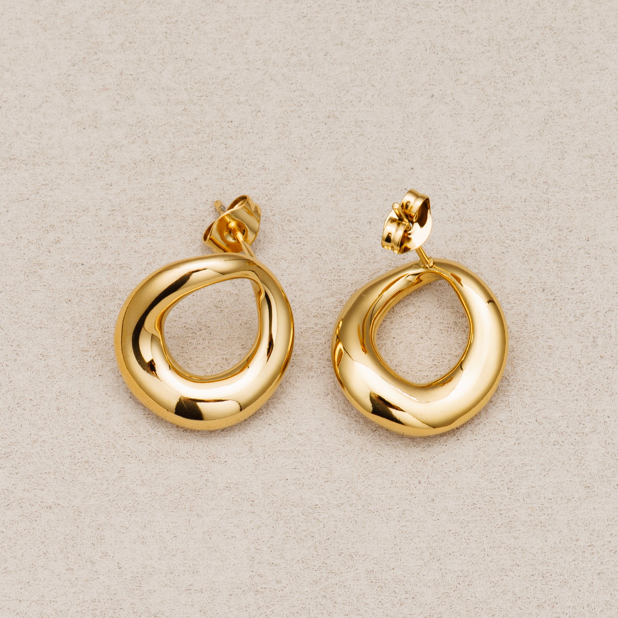 Launch Promo: 24K Gold PVD Stainless Steel Asymmetric Hoop Earring in Gold & Silver