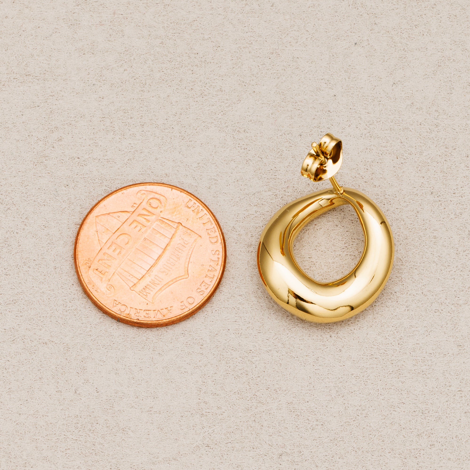 Launch Promo: 24K Gold PVD Stainless Steel Asymmetric Hoop Earring in Gold & Silver