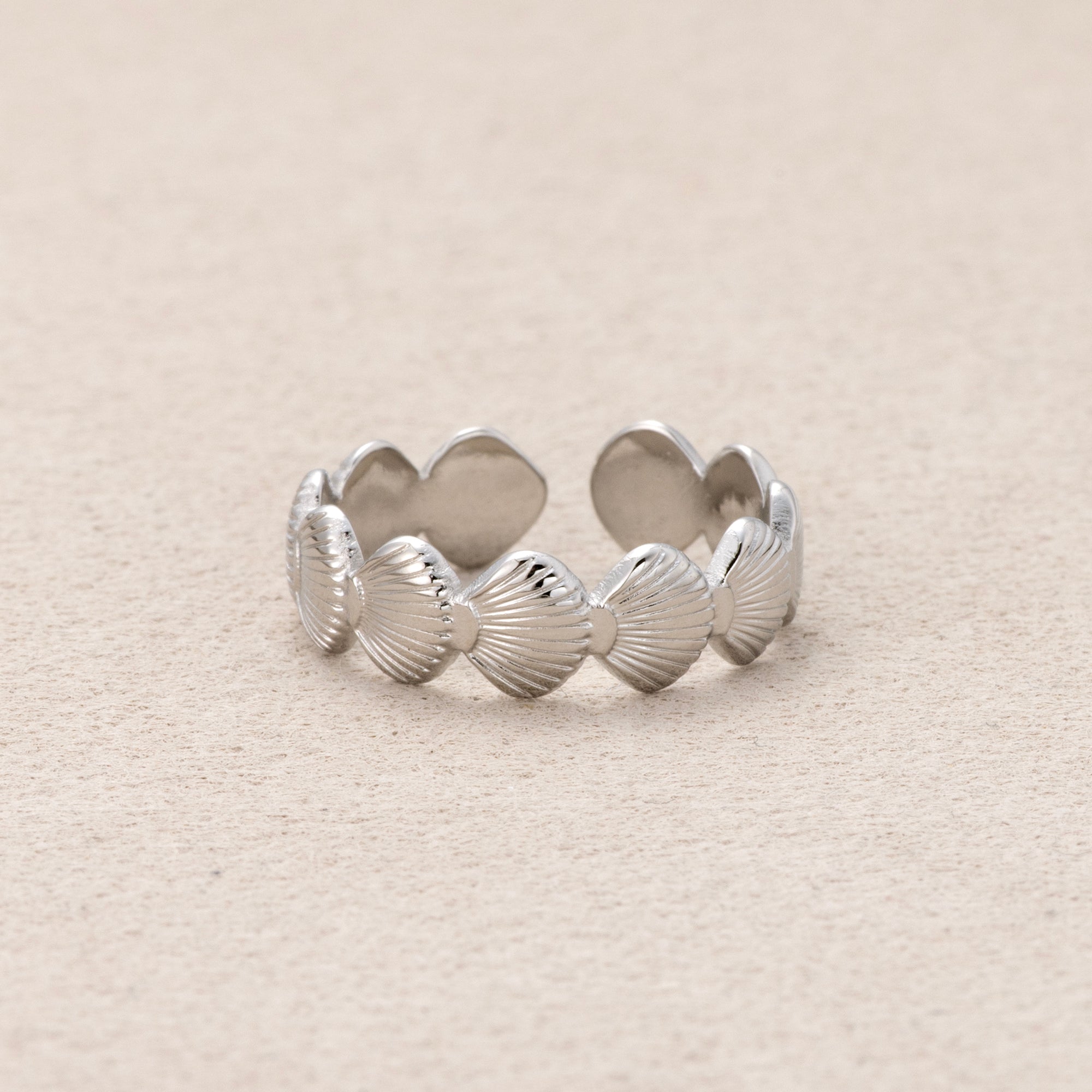 Gold PVD Stainless Steel Ocean Seashell Nautical Adjustable Ring