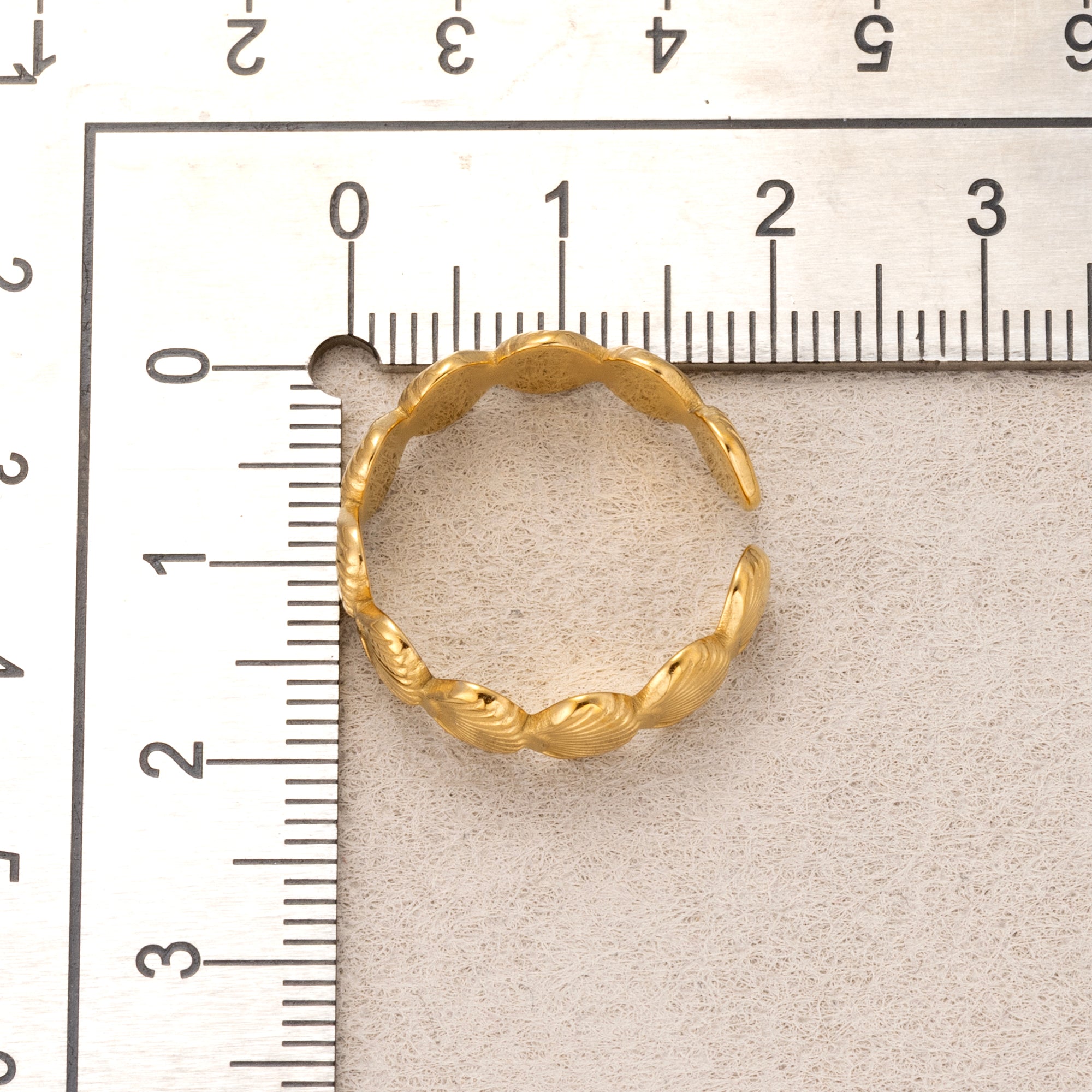 Gold PVD Stainless Steel Ocean Seashell Nautical Adjustable Ring