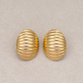 Gold PVD Stainless Steel Vintage Ribbed Dome Stud Earrings