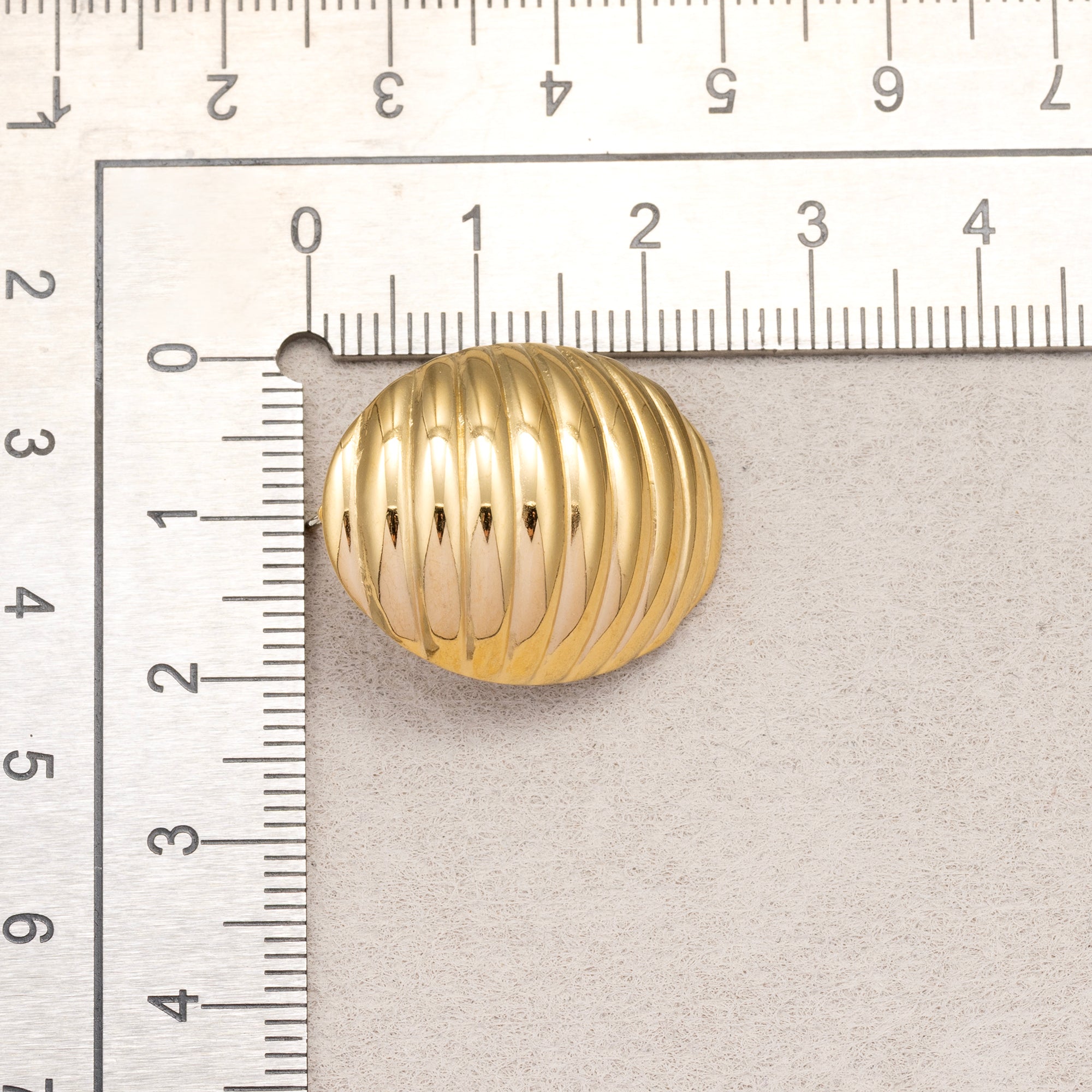 Gold PVD Stainless Steel Vintage Ribbed Dome Stud Earrings