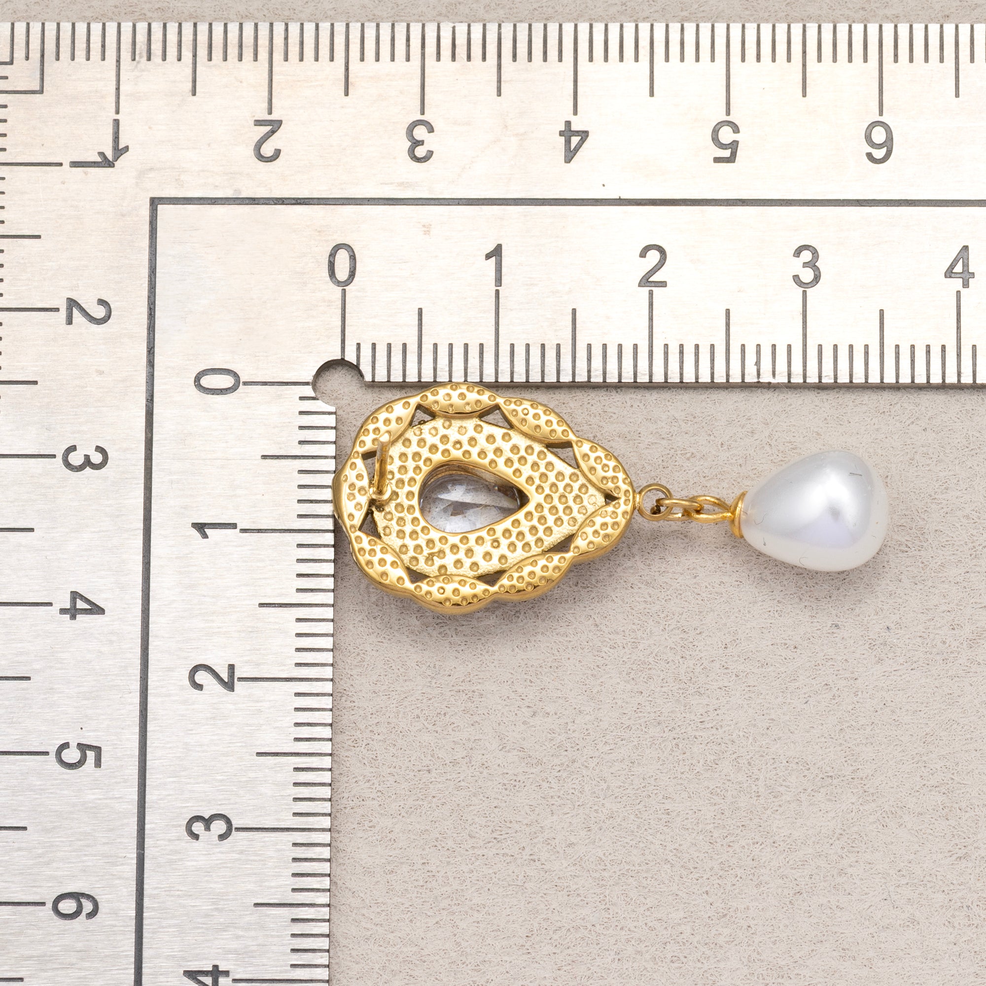 Gold PVD Stainless Steel Shell Pearl Vintage Teardrop Stud Earrings