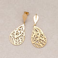 Gold PVD Stainless Steel Plain Flat Teardrop Stud Earrings