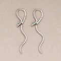 Rhodium Plated Micro Paved CZ Serpent Drop Hoop Earrings