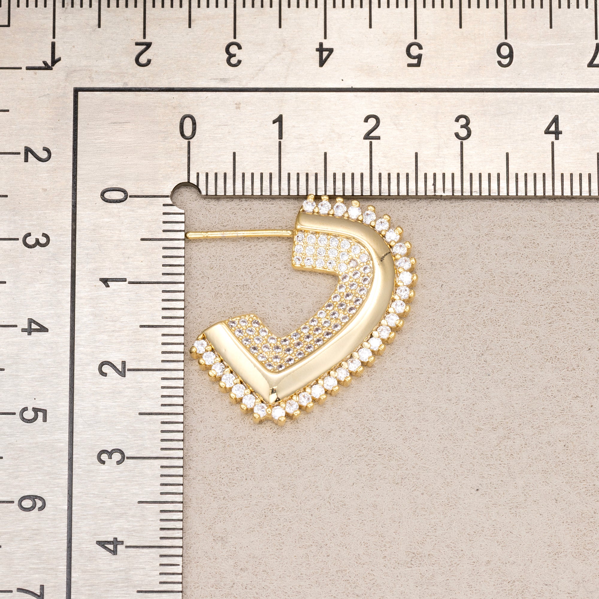 24K Gold Plated Micro Paved CZ Half Heart Stud Earrings