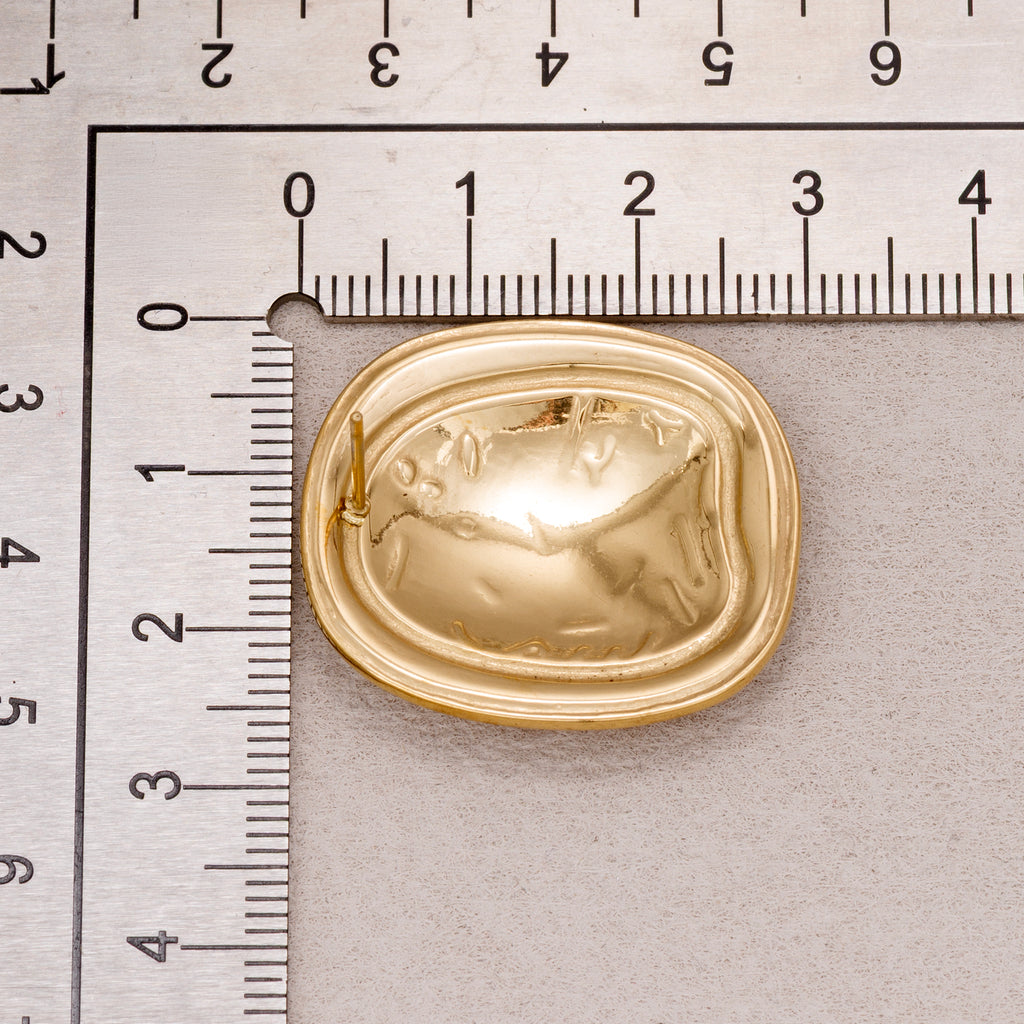 Gold PVD Stainless Steel Irregular Round Enamel Border Stud Earrings