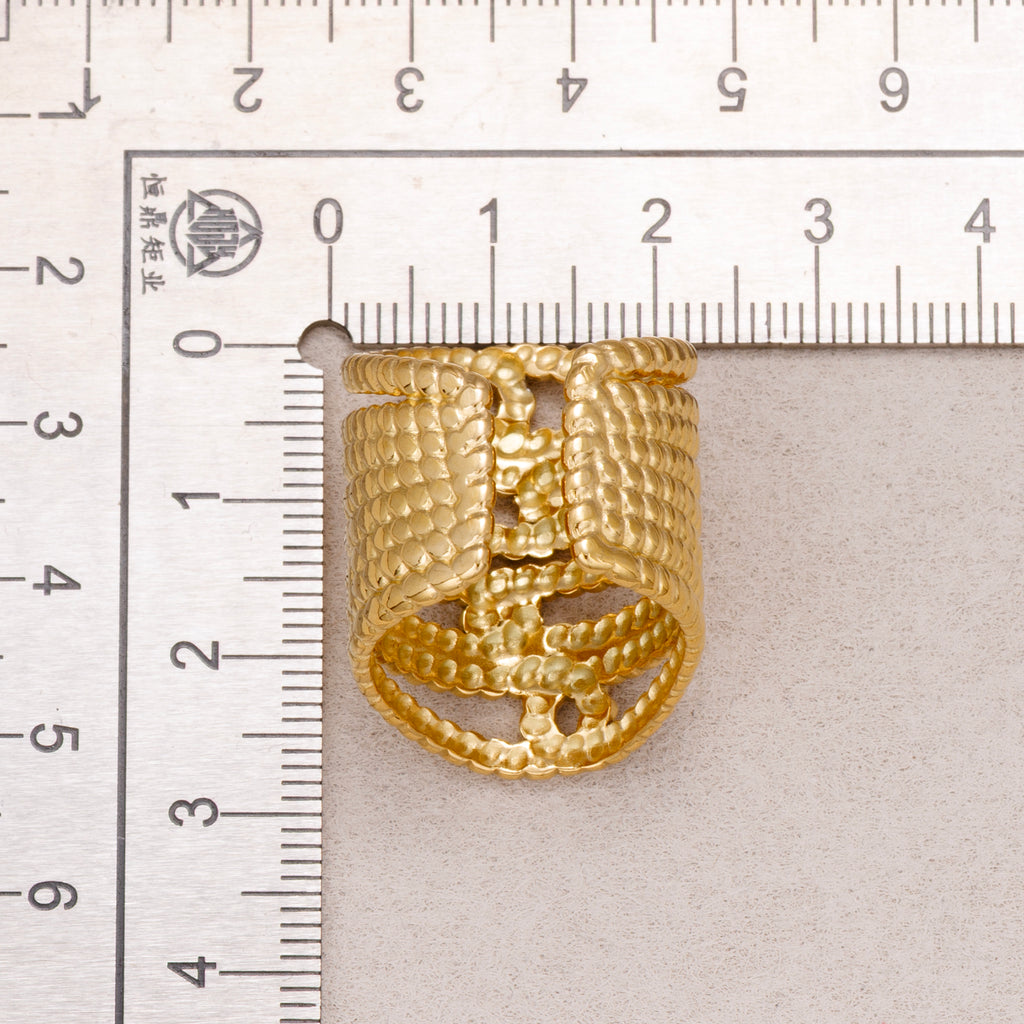 Gold PVD Stainless Steel Rope Knot Adjustable Statement Ring