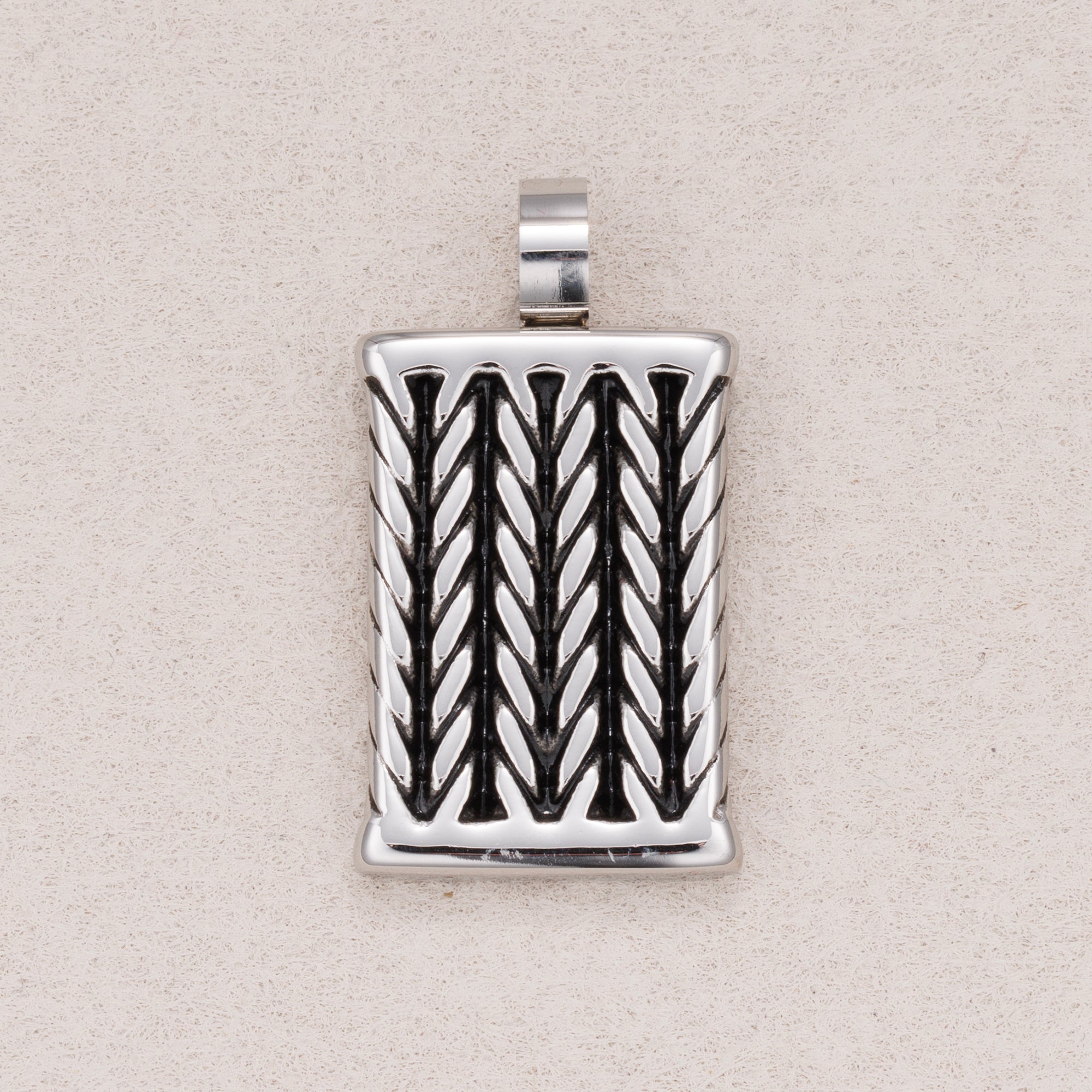 Gold PVD Stainless Steel Wheat Pattern Rectangular Tag Pendants