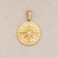Gold PVD Stainless Steel Compass North Star Medallion Pendant