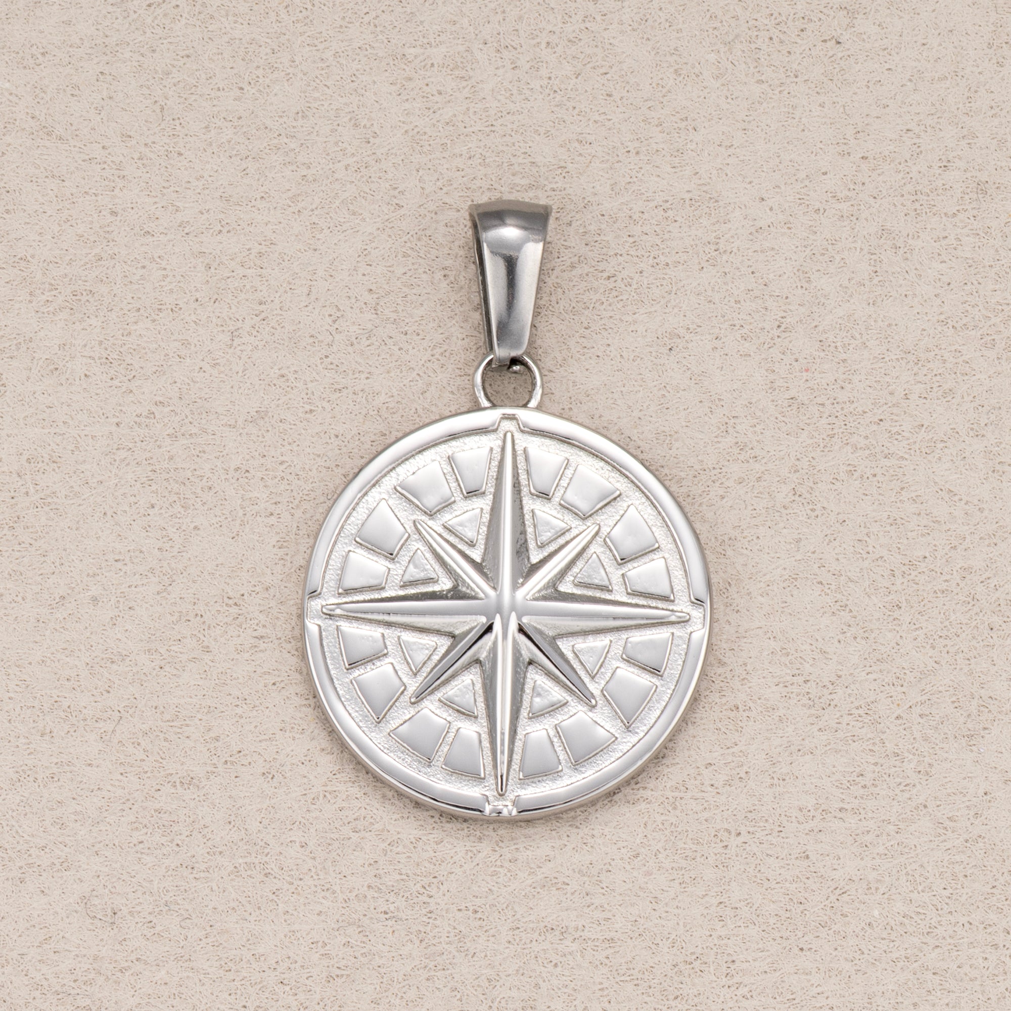 Gold PVD Stainless Steel Compass North Star Medallion Pendant