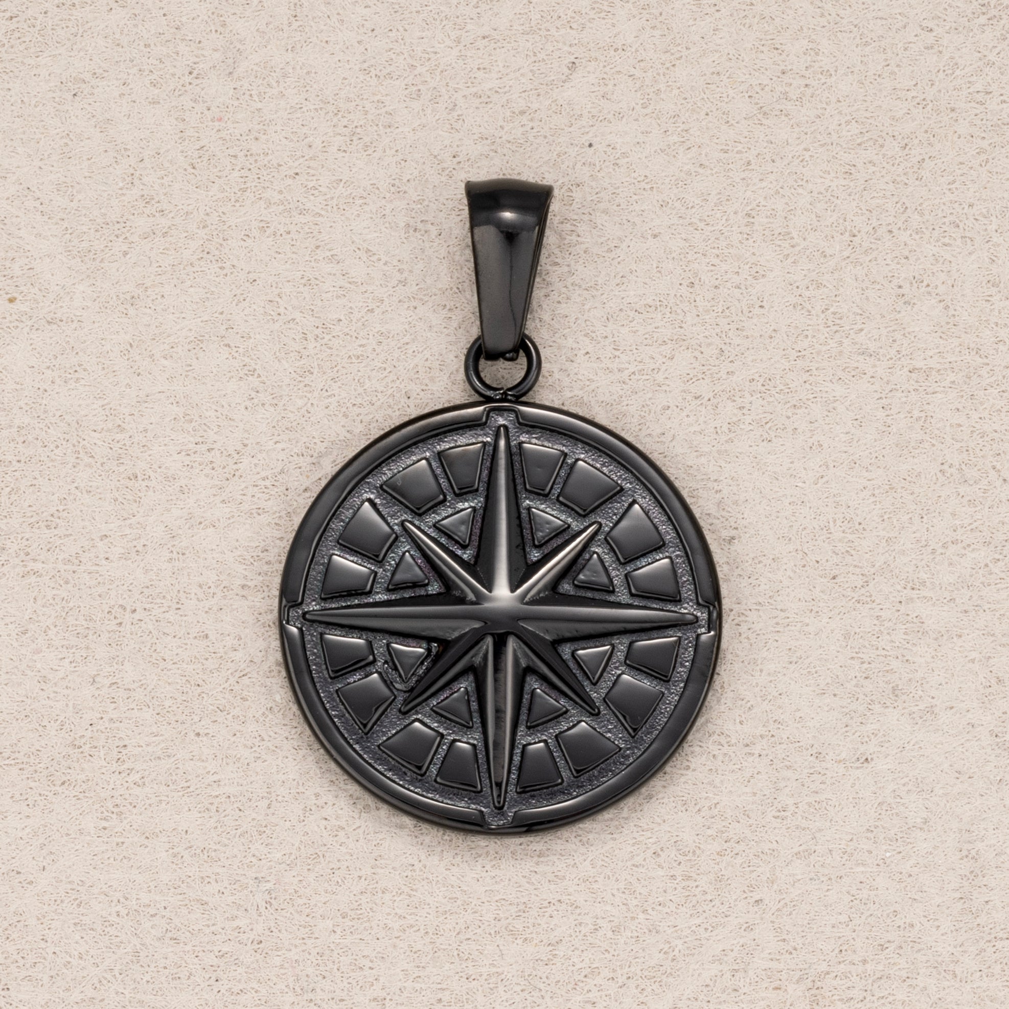 Gold PVD Stainless Steel Compass North Star Medallion Pendant