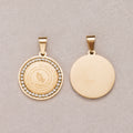 Gold PVD Stainless Steel Micro Paved CZ Religious Round Pendant Serenity Prayer Charm