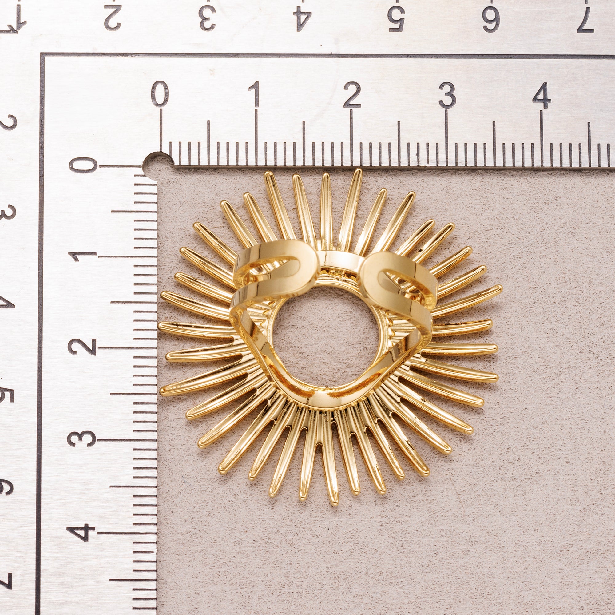 Gold PVD Stainless Steel Celestial Sunburst Statement Adjustable Ring