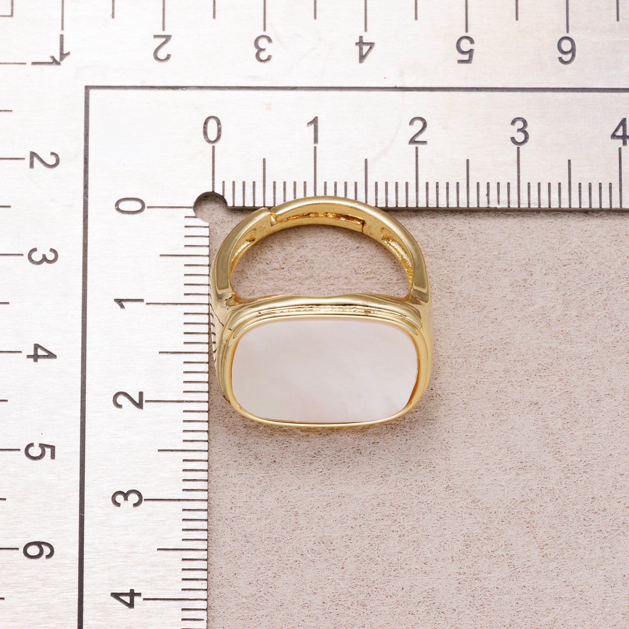 24K Gold Plated Vintage Mother of Pearl Signet Ring Adjustable Ring