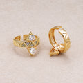 14K Gold Plated Triangle CZ Pyramid Geometric Adjustable Ring