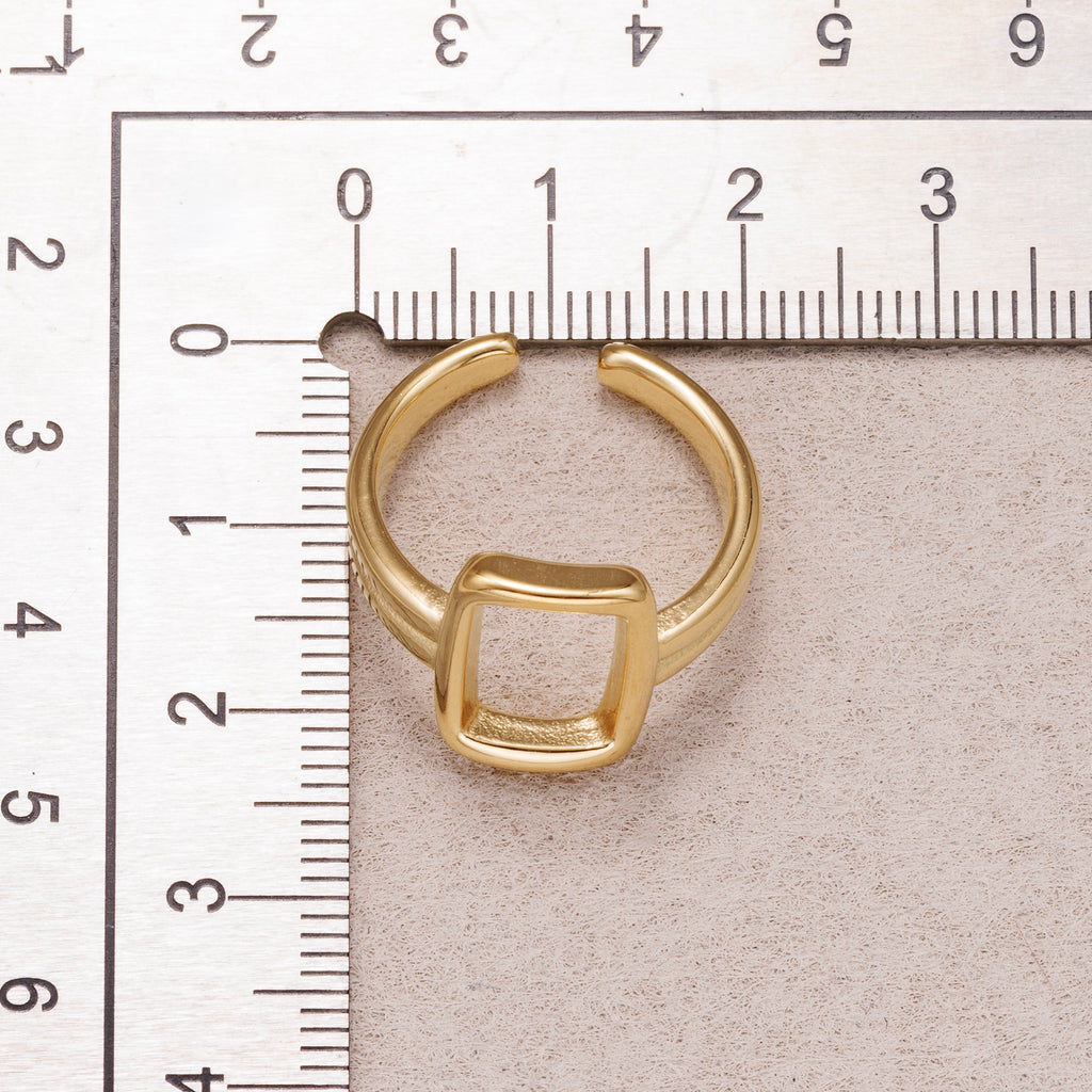 Gold PVD Stainless Steel Rectangular Double Line Adjustable Ring