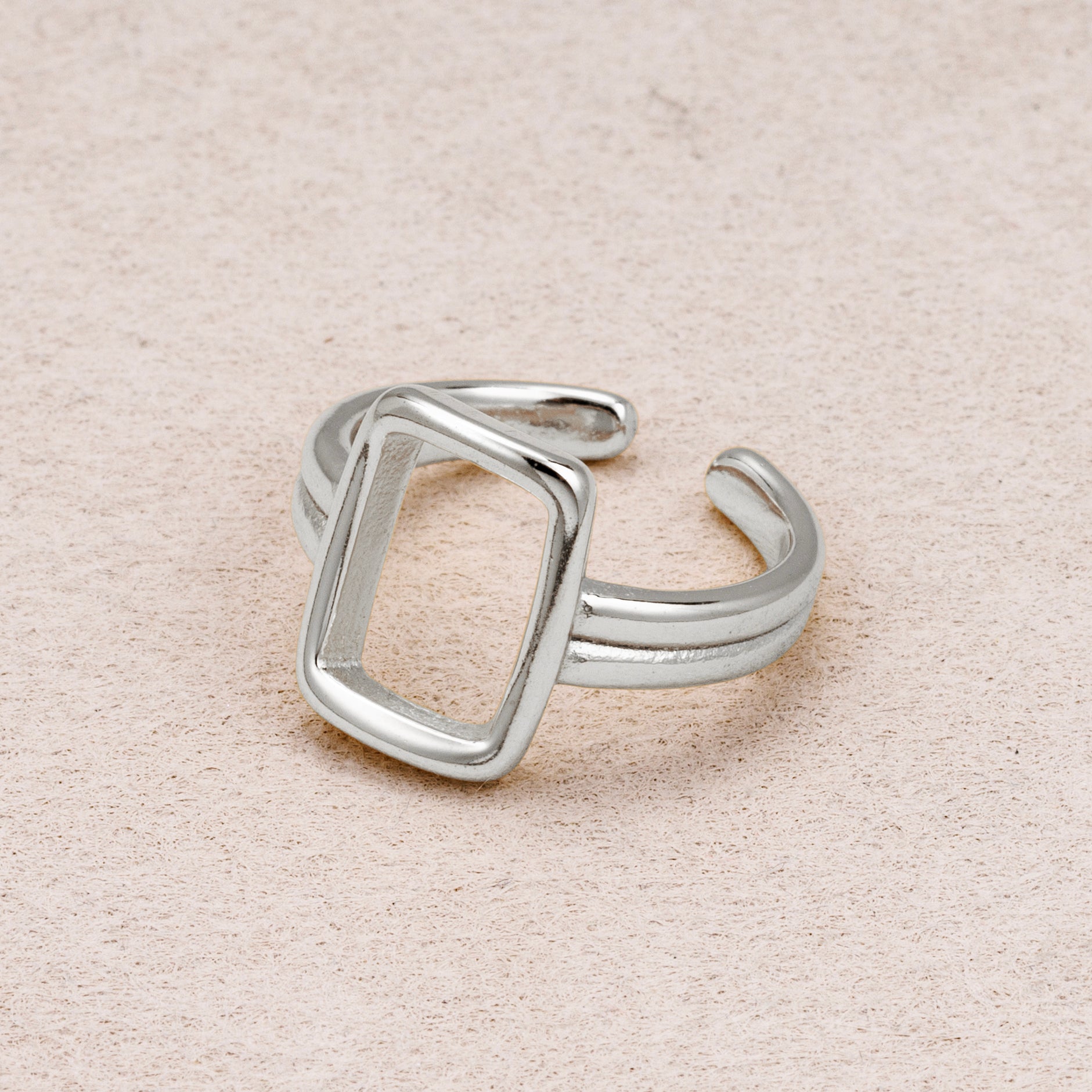 Gold PVD Stainless Steel Rectangular Double Line Adjustable Ring