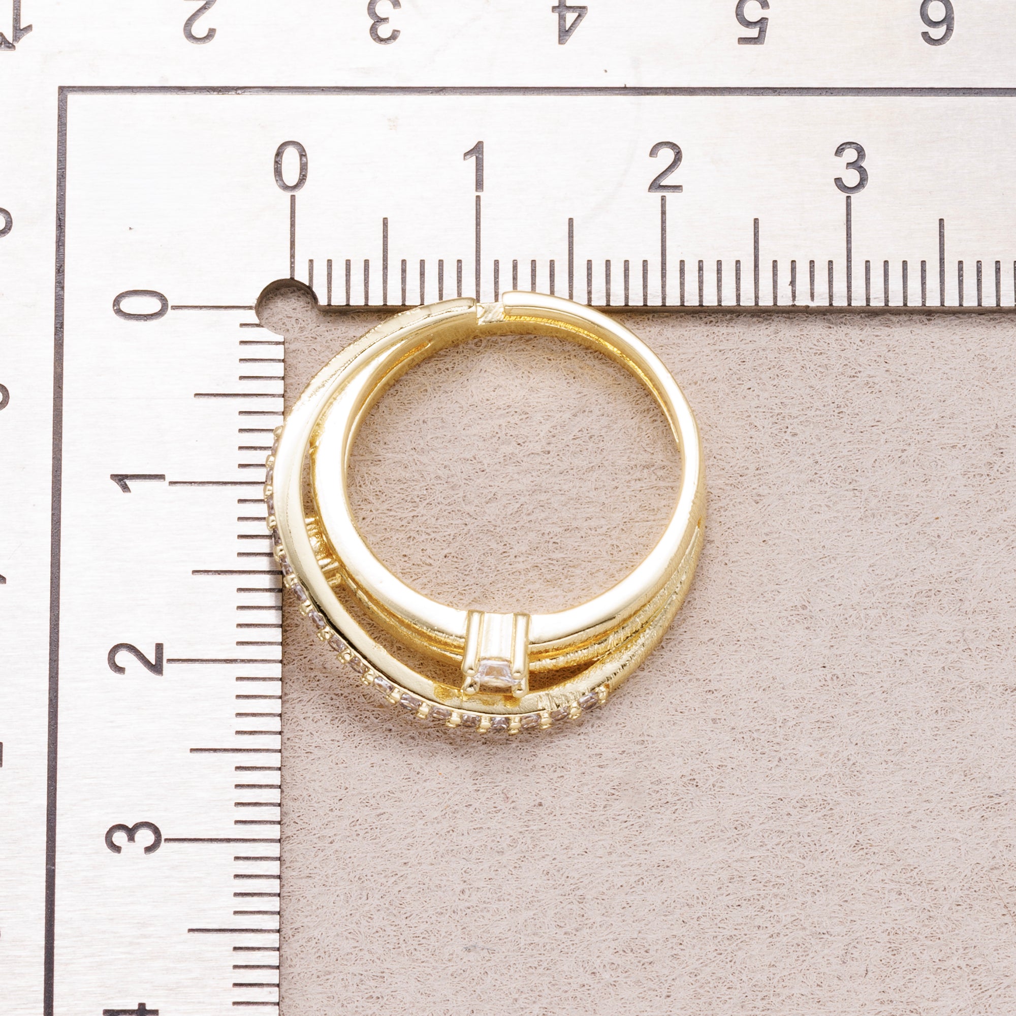 24K Gold Plated Micro Paved CZ Double Knot Adjustable Ring