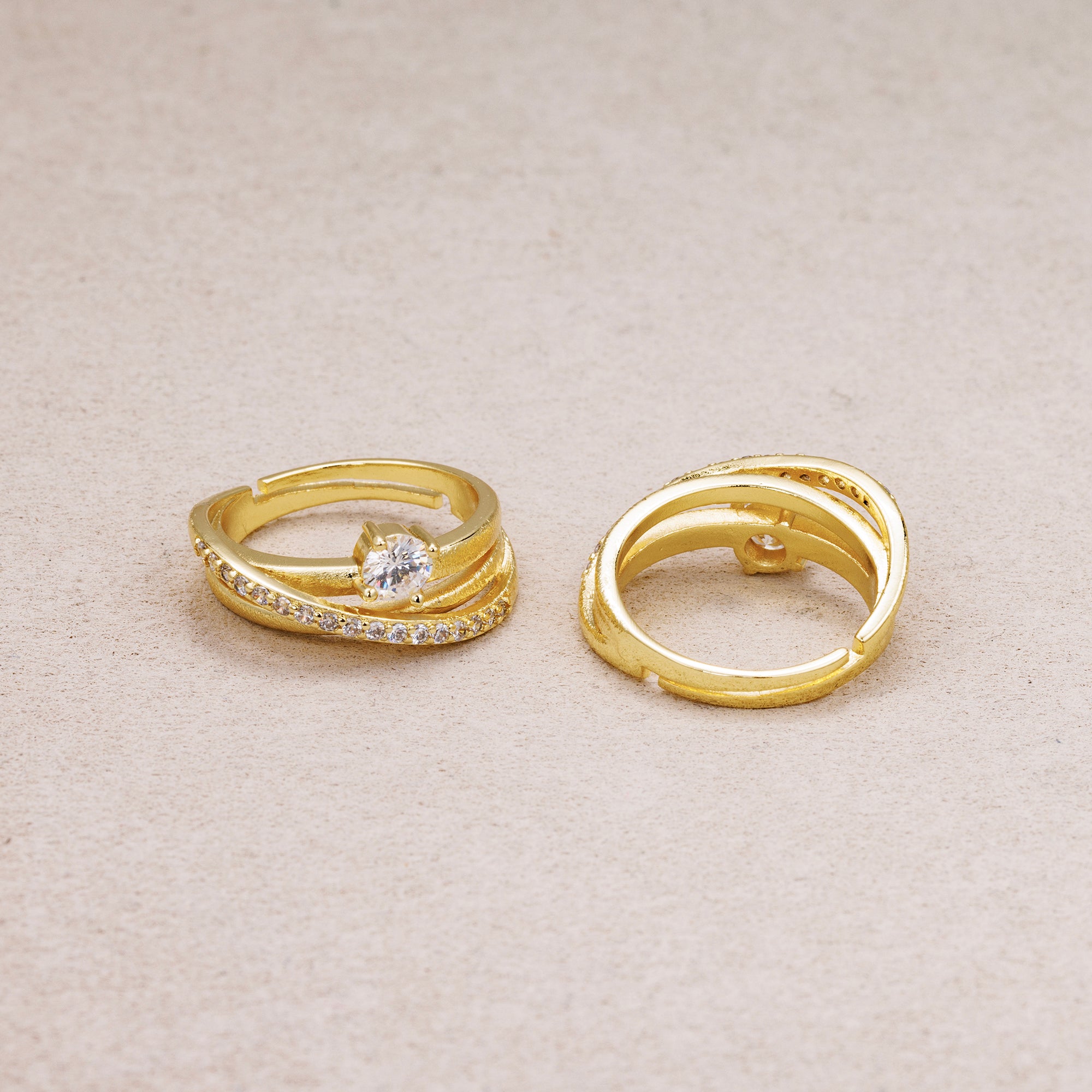 24K Gold Plated Micro Paved CZ Knot Adjustable Ring