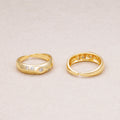 16K Gold Plated Starburst CZ Tapered Band Adjustable Ring