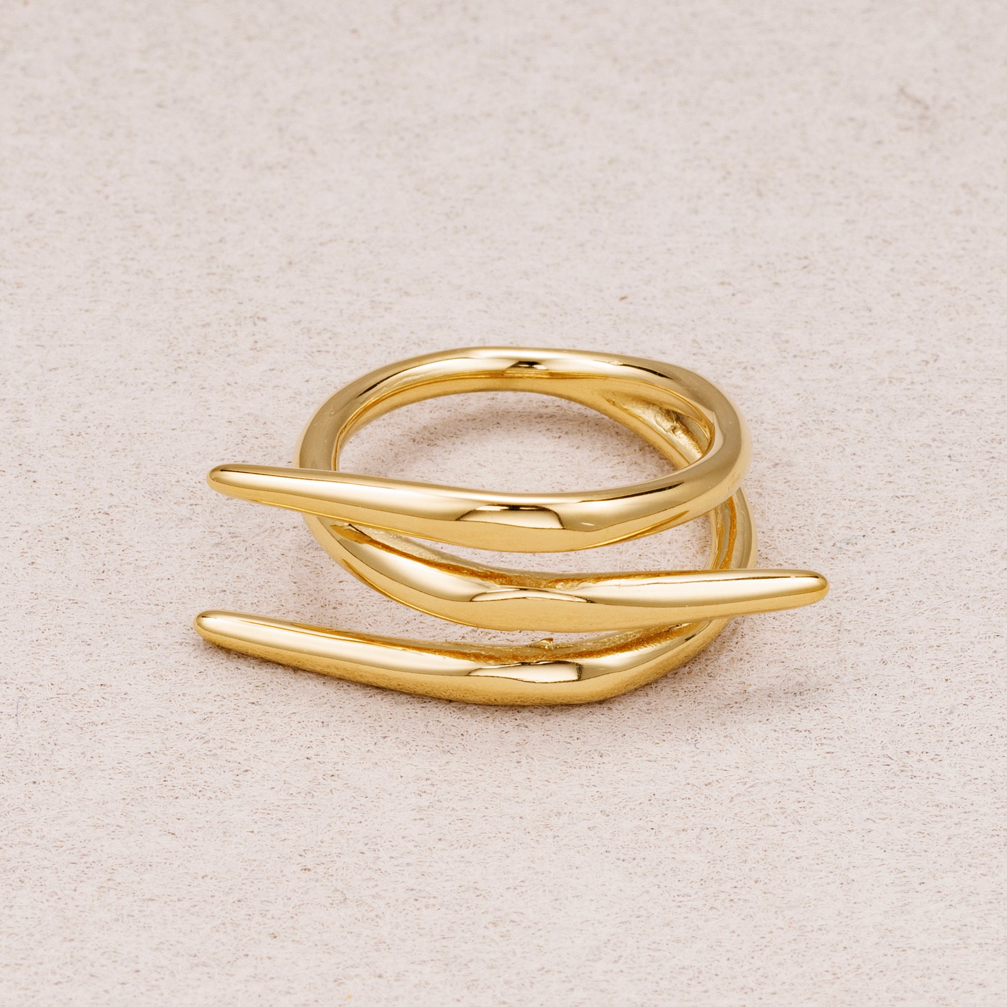 Gold PVD Stainless Steel Triple Spiral Claw Adjustable Ring