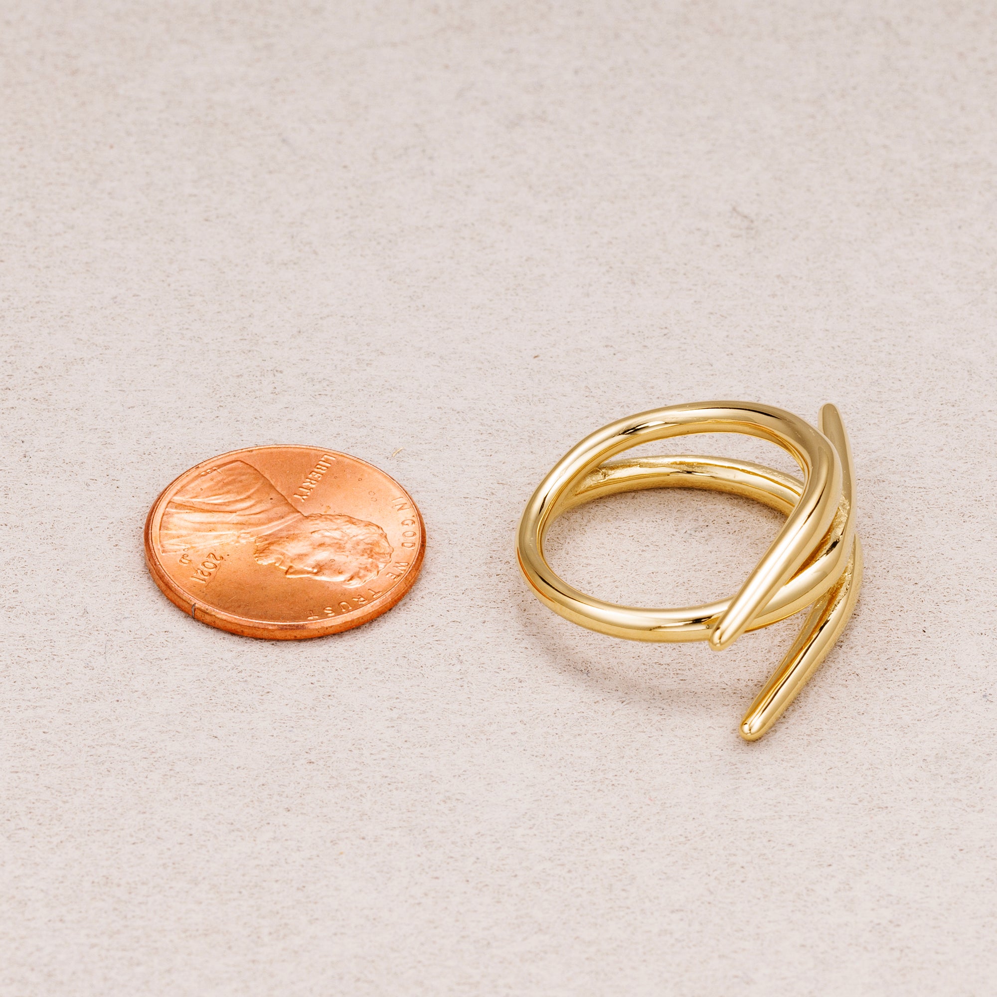 Gold PVD Stainless Steel Triple Spiral Claw Adjustable Ring
