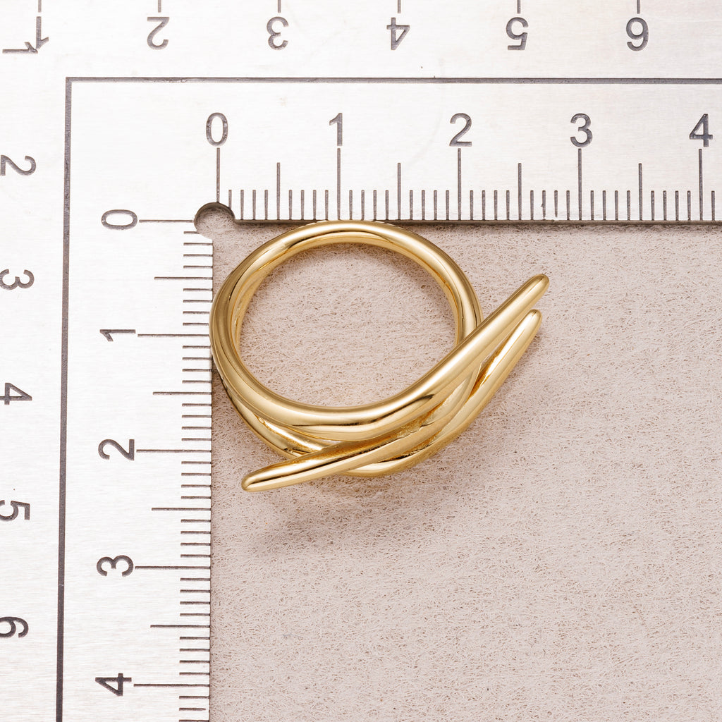 Gold PVD Stainless Steel Triple Spiral Claw Adjustable Ring