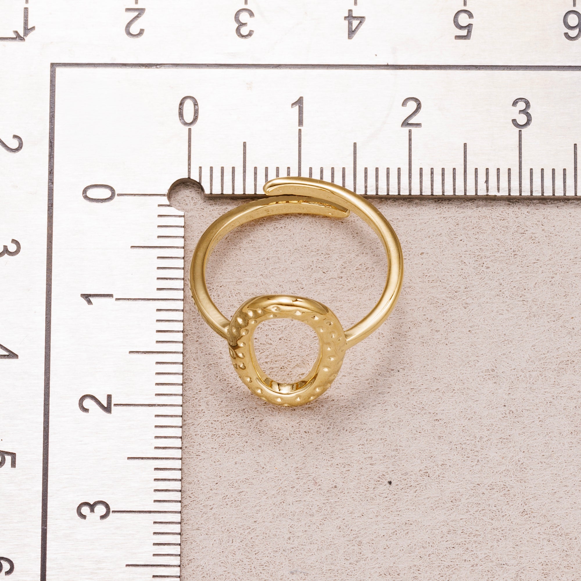 24K Gold Plated Textured Lunar Oval Adjustable Ring