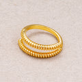 24K Gold Plated Ribbed Spiral Adjustable Ring