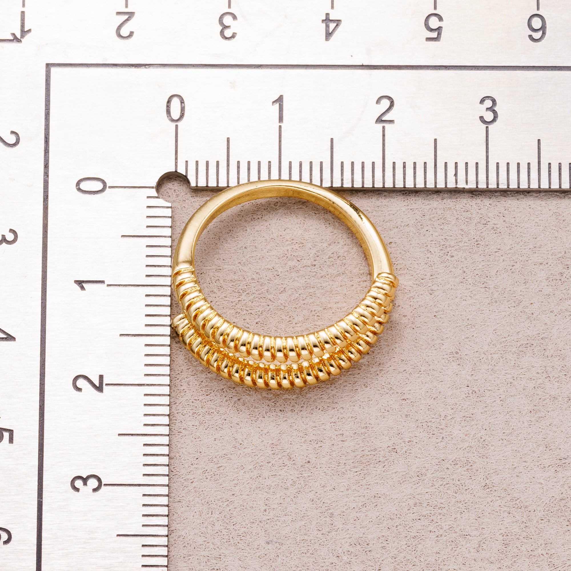 24K Gold Plated Ribbed Spiral Adjustable Ring