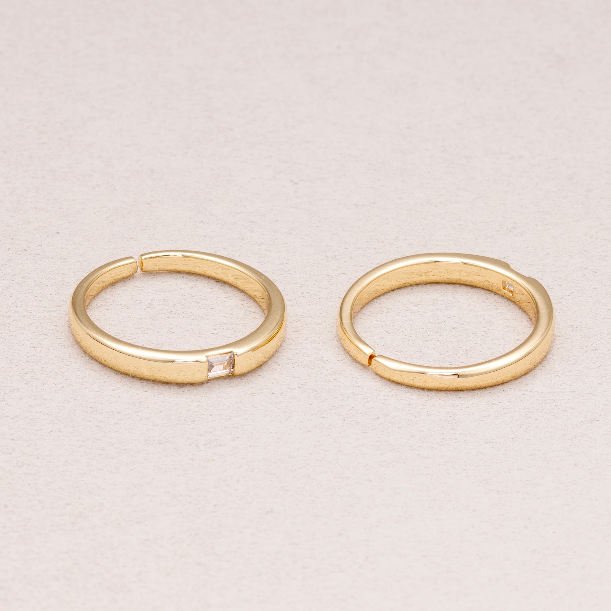 16K Gold Plated Solitaire CZ Geometric Adjustable Ring