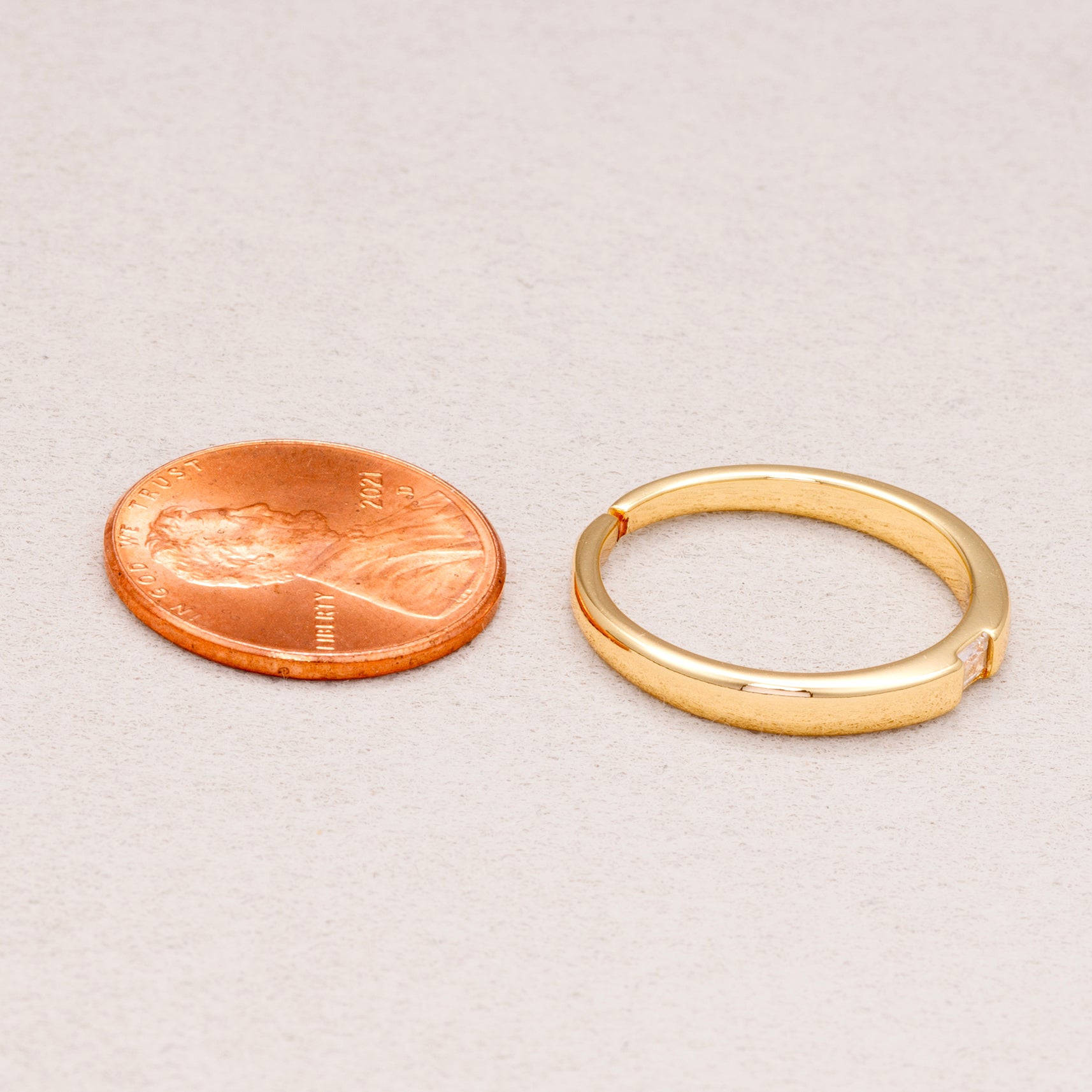 16K Gold Plated Solitaire CZ Geometric Adjustable Ring