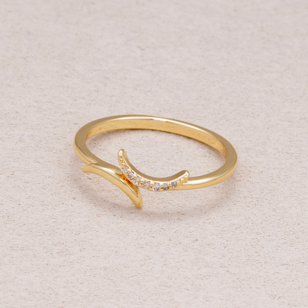 24K Gold Plated Crescent Moon Wrap Ring