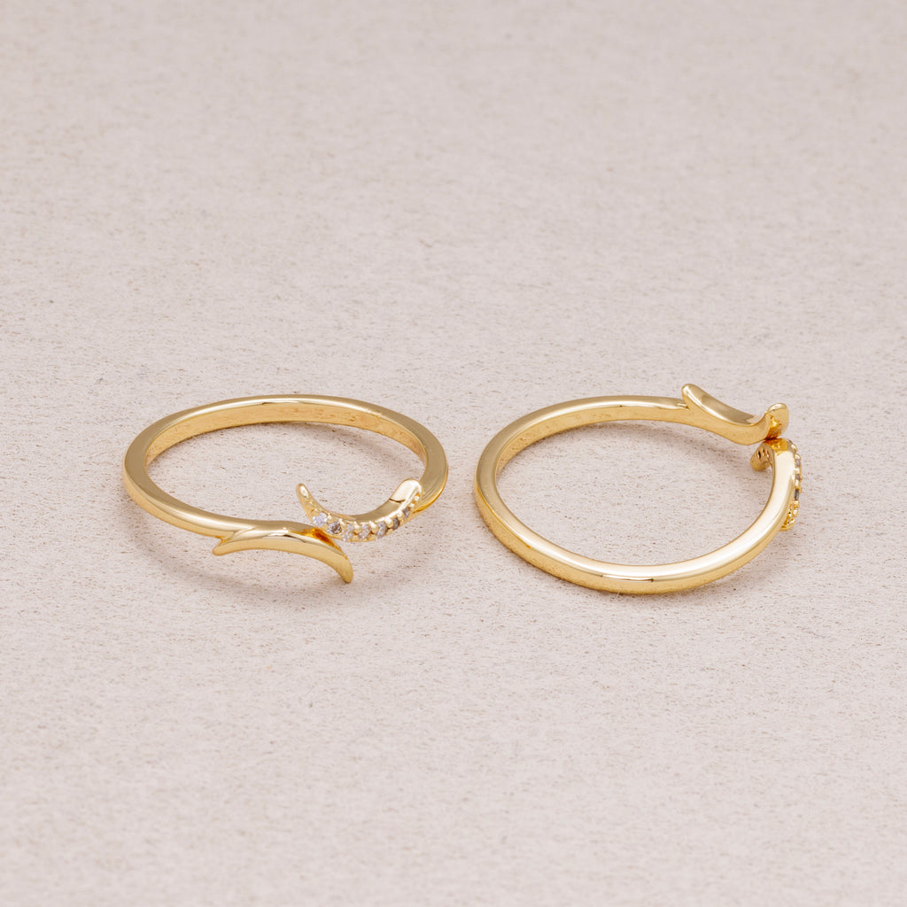 24K Gold Plated Crescent Moon Wrap Ring