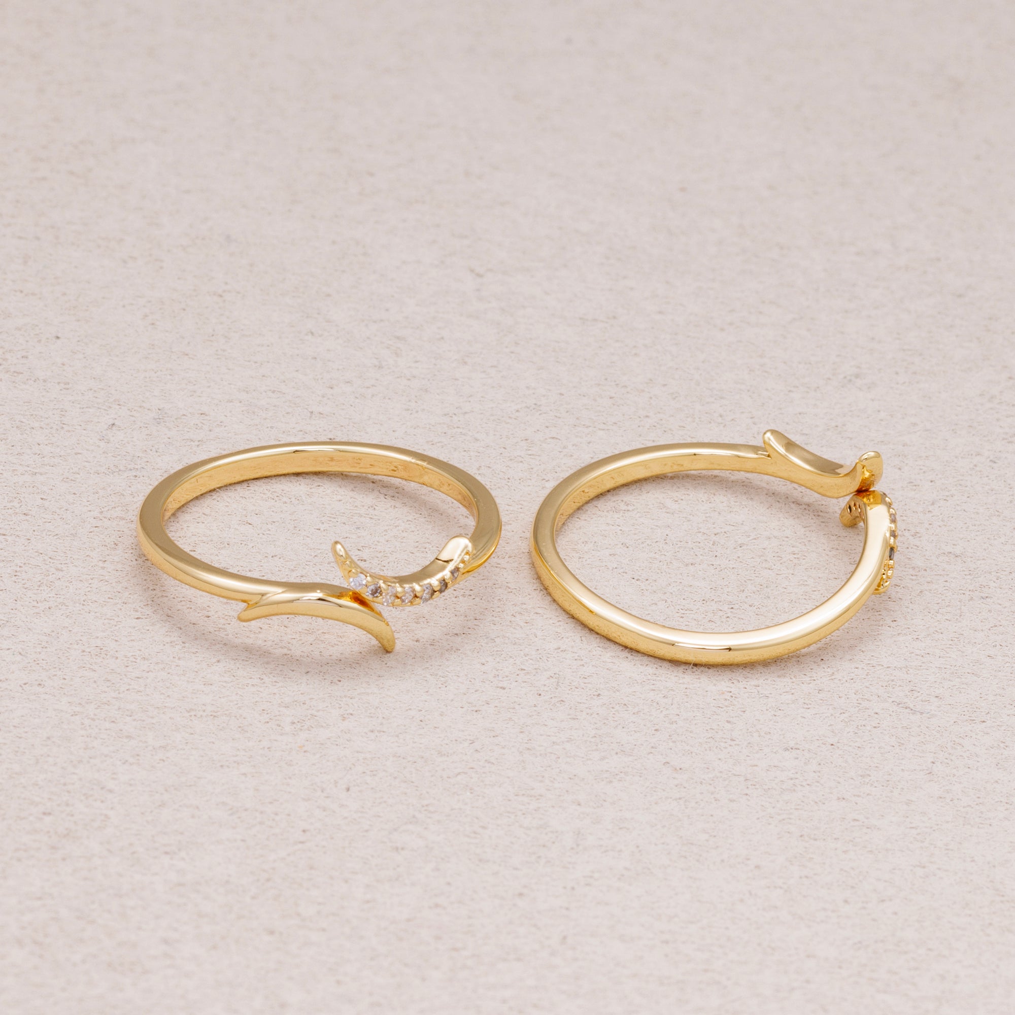 24K Gold Plated Crescent Moon Wrap Ring