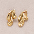 Gold PVD Stainless Steel Molten Lava Teardrop Stud Earrings