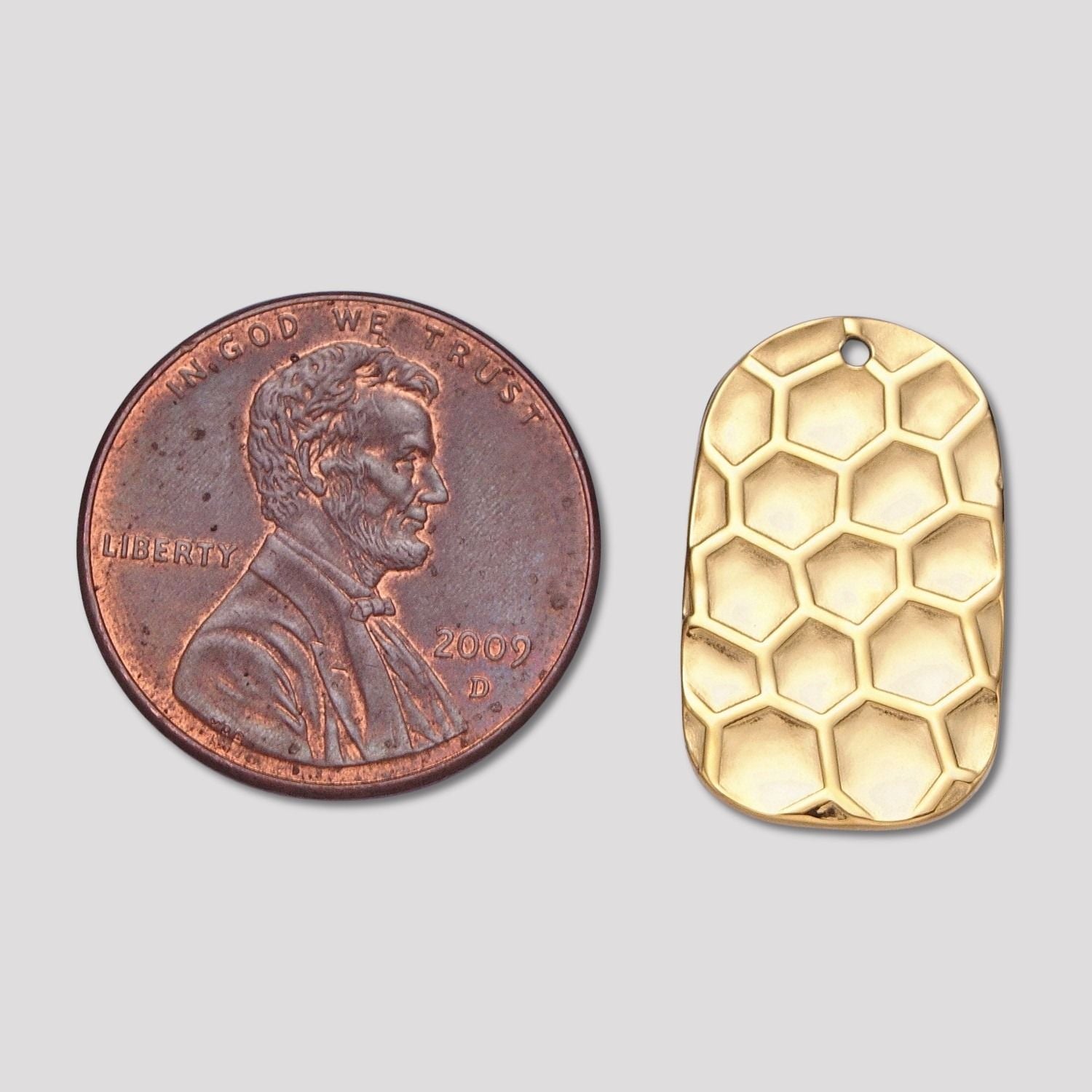 Launch Promo: 24K Gold PVD Stainless Steel Oval Hammered Geometric Medallion Pendant | Sold Each
