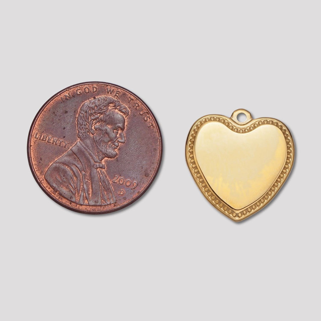 Launch Promo: 24K Gold PVD Stainless Steel Vintage Beaded Heart Pendant | Sold Each