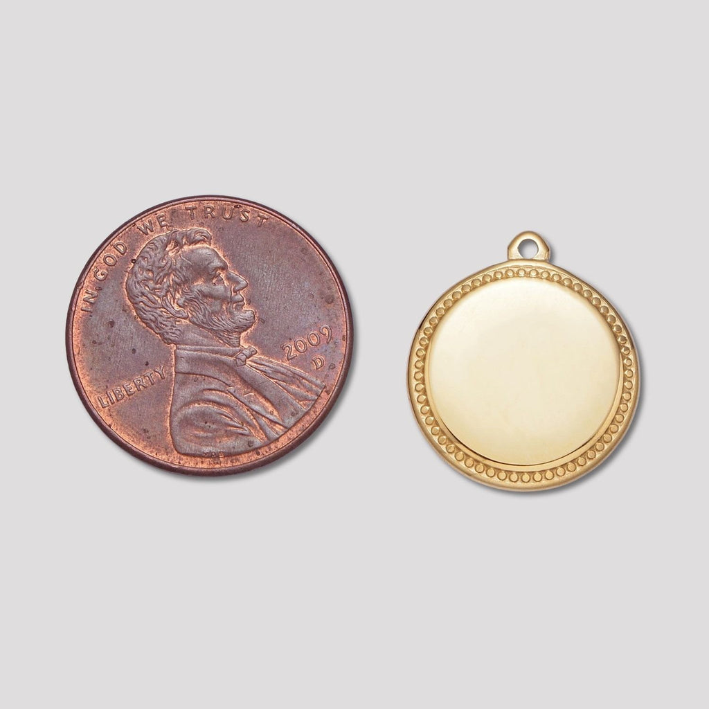 Launch Promo: 24K Gold PVD Stainless Steel Classic Beaded Round Pendant | Sold Each