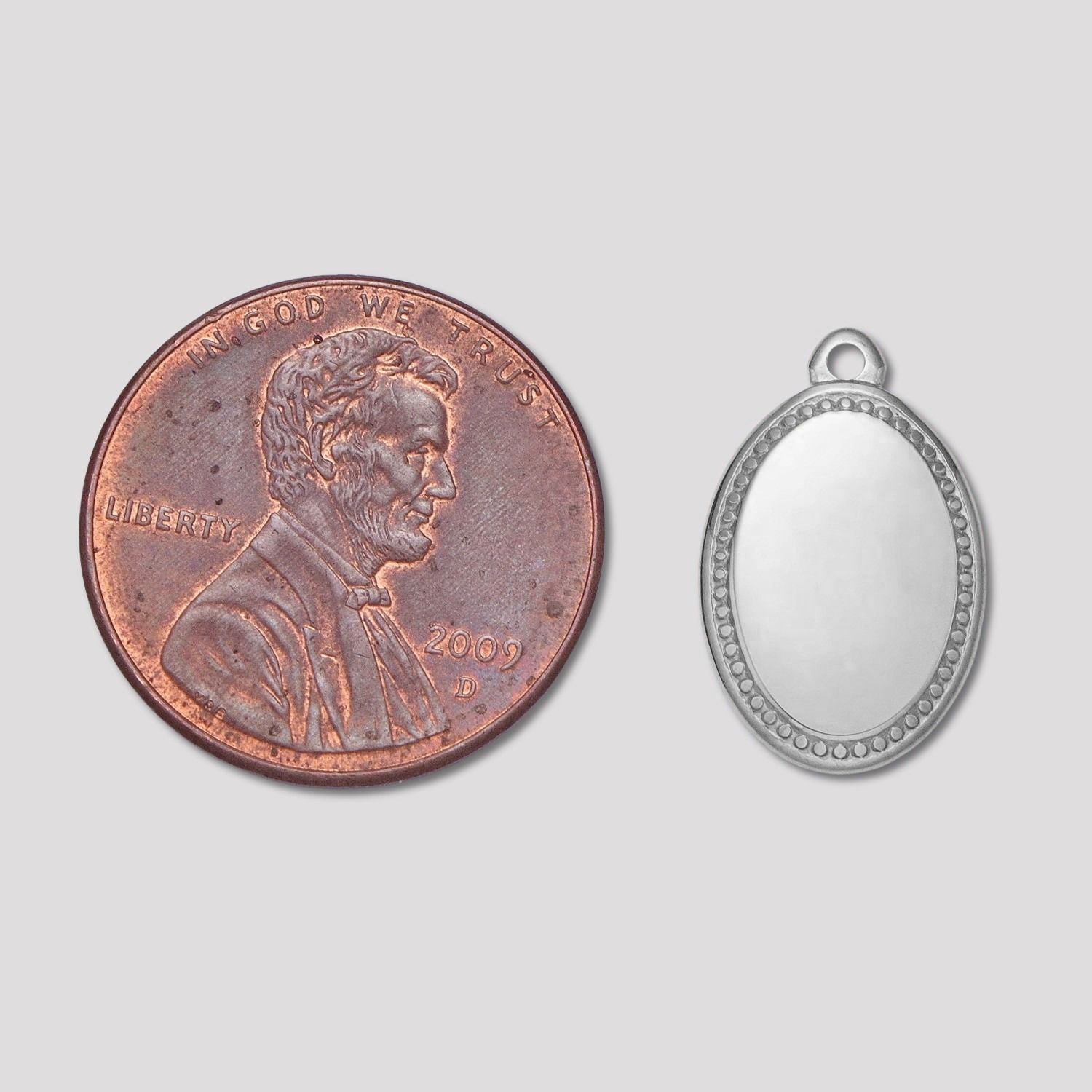 Launch Promo: Stainless Steel Oval Beaded Textured Charm | Sold Each