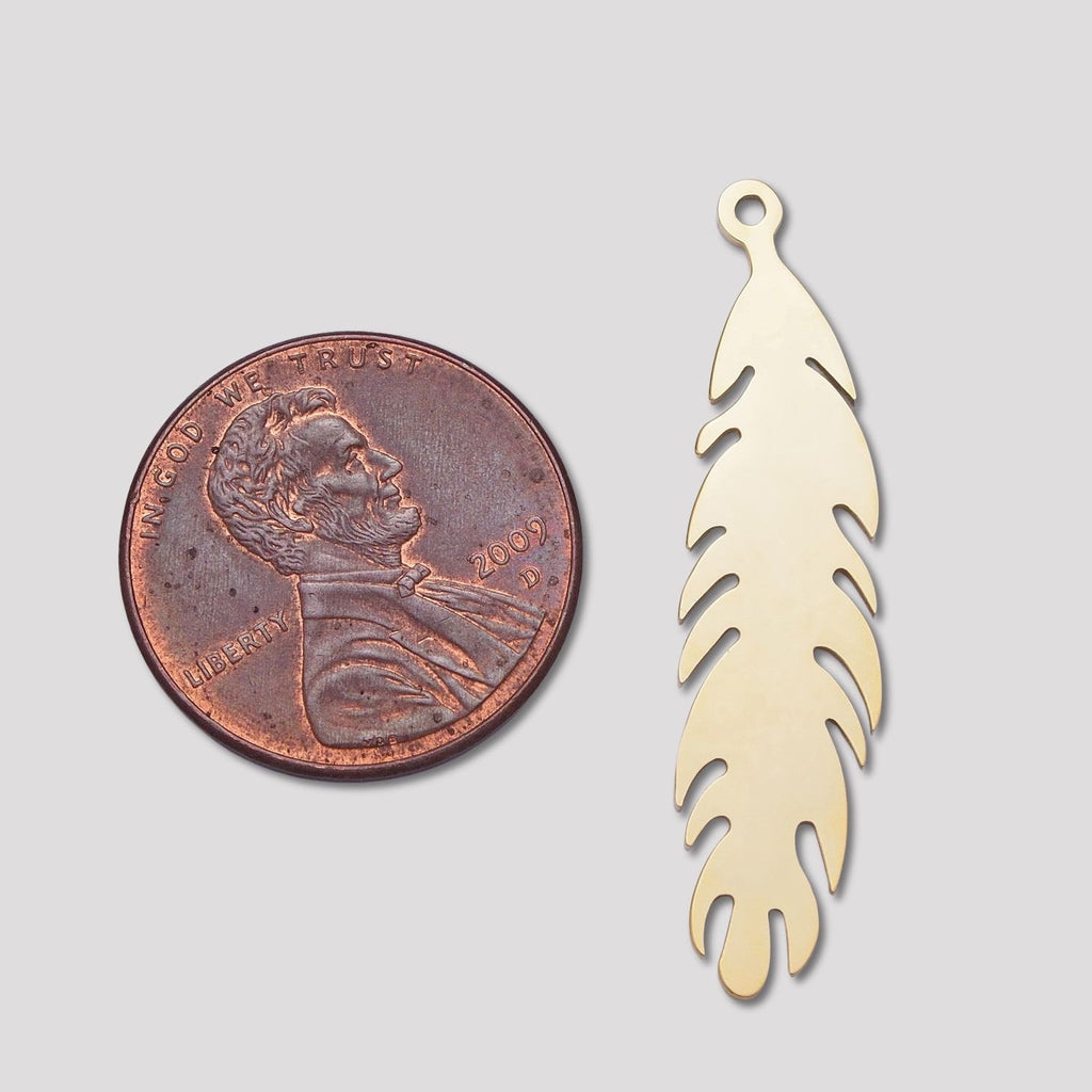 Launch Promo: 24K Gold PVD Stainless Steel Classic Feather Pendant in Gold & Silver | Sold Each